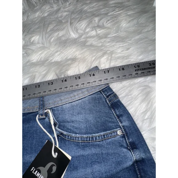 Flamingalsga Straight Leg Stretchy Jeans Flat Pocket Size L - Picture 2 of 4